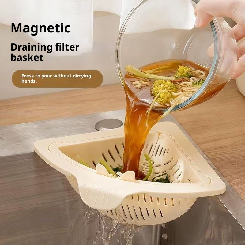 Magnetic Suction Cleaning Food Triangle Drain Basket